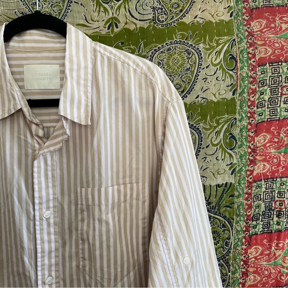 Citizens of Humanity Mesa Stripe Kayla Button Down Shirt Size Medium - Picture 4 of 15